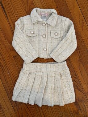 Love Squared Cream Tweed Jacket with Gold Thread & Pearl Buttons